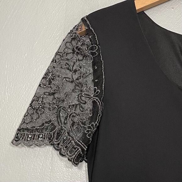 Vintage Party Dress Size Small Black Whimsigoth Event Holiday Y2K Lace Sleeves - Picture 3 of 6